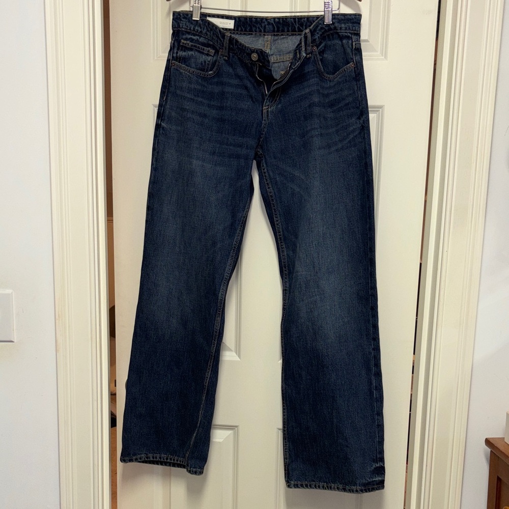 Zara Dark Blue Relaxed Wide Leg Jeans Size 12